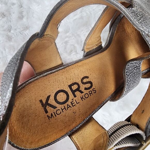 Michael Kors Slingback Metallic Silver Sandals Size 8.5 - Picture 3 of 9